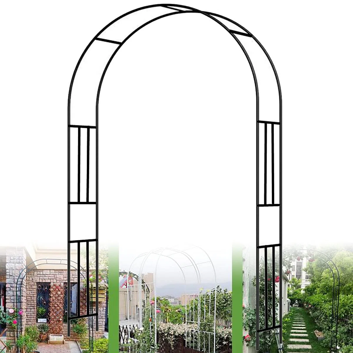 Metalowy łuk różany na wesele, przyjęcie weselne, eleganckie dekoracje do altan ogrodowych i roślin pnących, 260 × 240 cm i 300 × 240 cm, stal ocynkowana