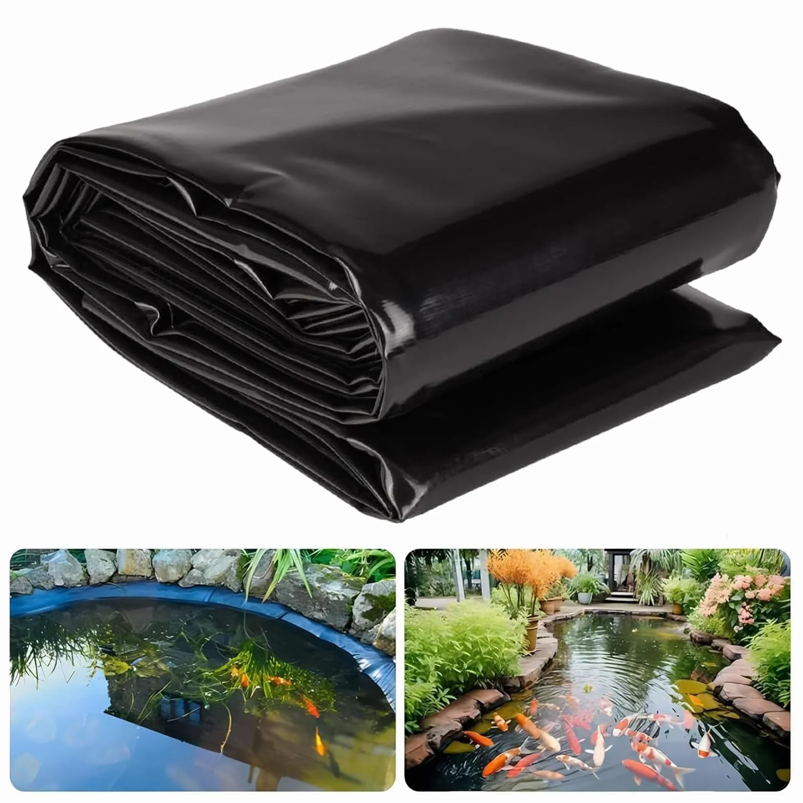 Wkładka do stawu 12 x 18 m – żywica UV, czarna wodoodporna folia do koi po, wodospadów, naturalnych ogrodów wodnych i wodnych – łatwa do przycięcia do sznurowadeł tików