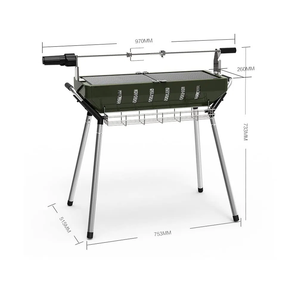 Grill węglowy Przenośny grill ze stali nierdzewnej Grill wędzarniczy na kemping Patio przydomowy ogród