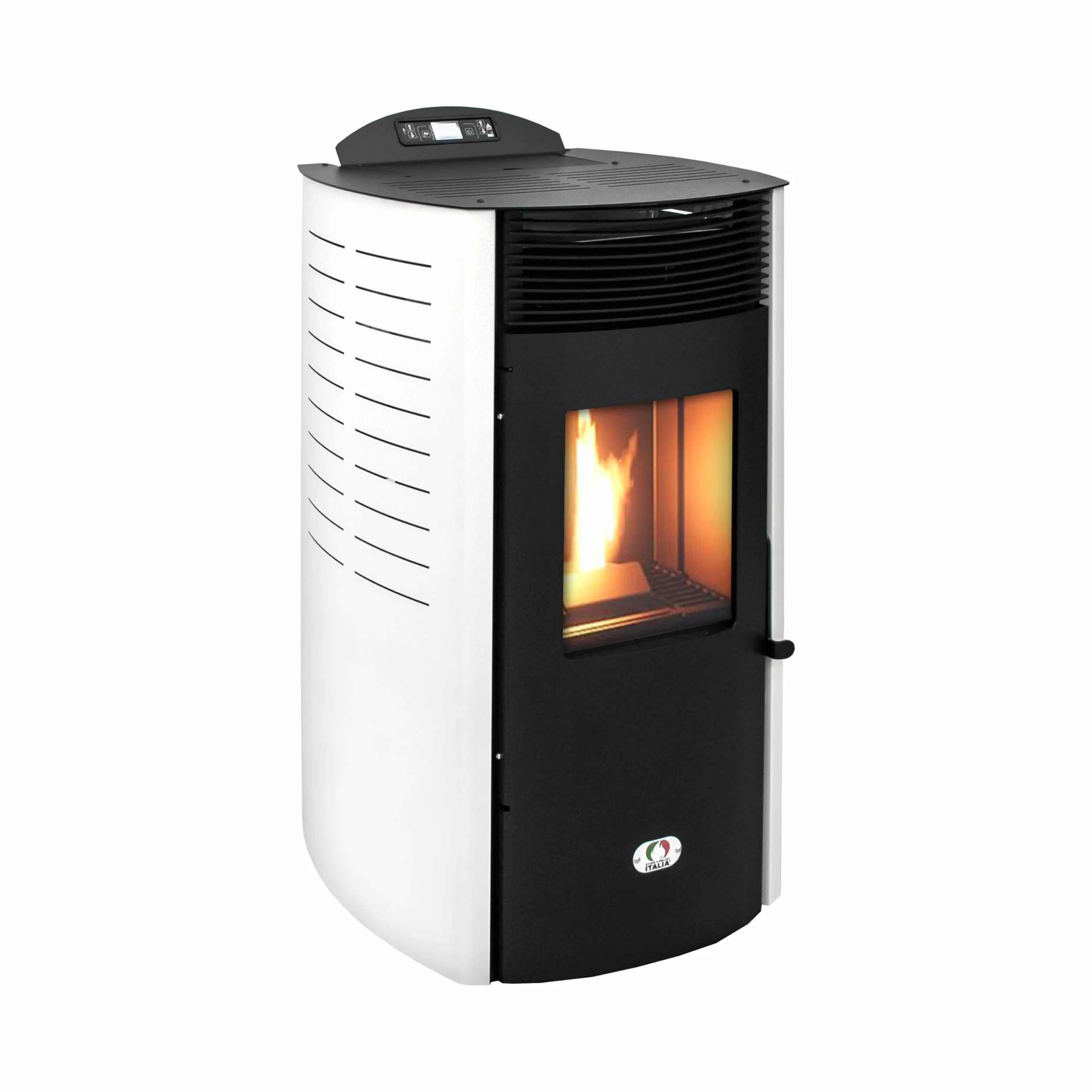 STUFE A PELLET ITALIA Siberia Aria New 15 KW kanalizowany | piec na pellet ogrzewa 140 m², wydajność 92%, autonomia 30 godz, programowalny, 5 prędkości i mocy, 24 miesiące, biały
