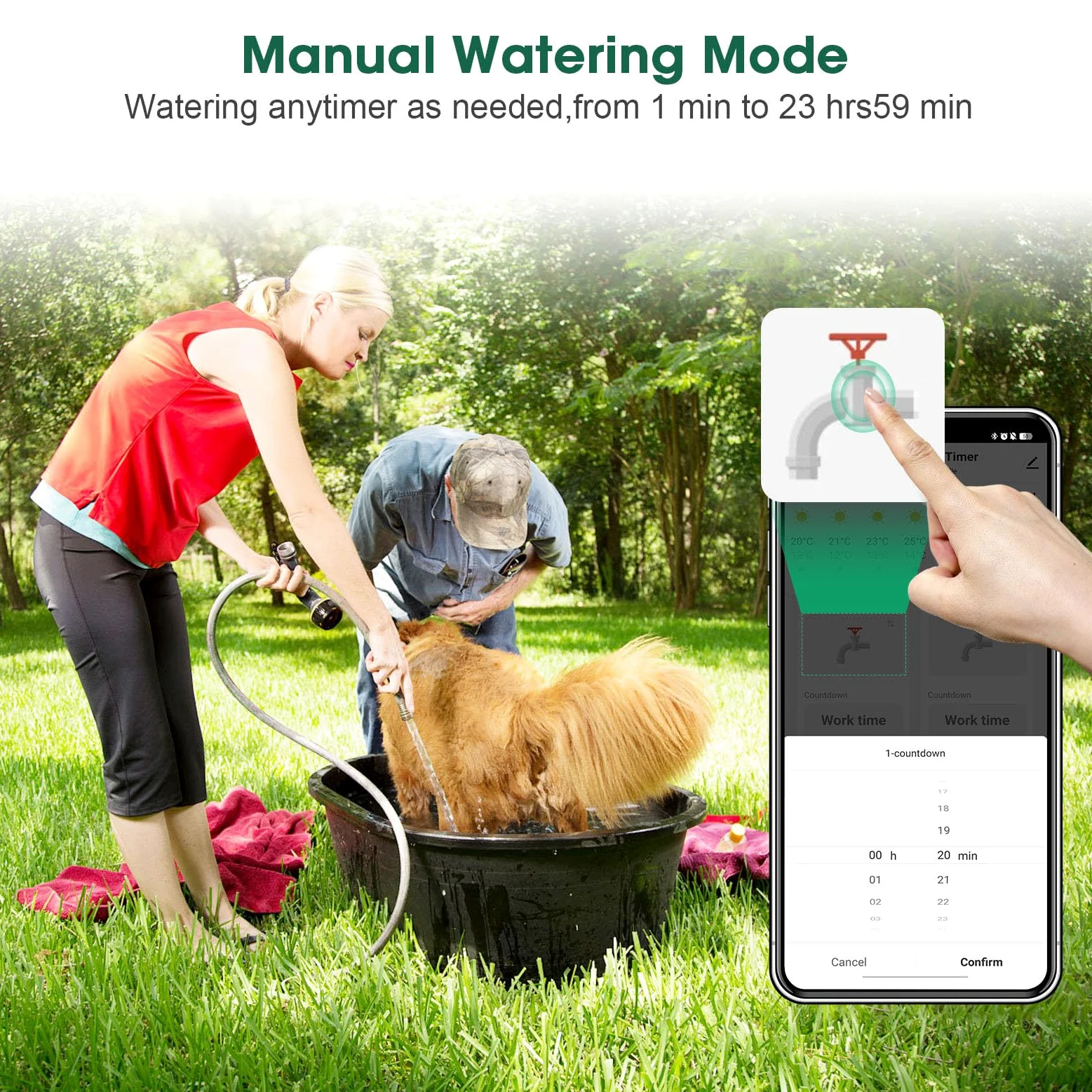 Inteligentny Zegar Zraszacza WiFi Timer Nawadniania 2 Strefy z funkcją Opóźnienia Deszczu Sterowanie Głosem Pilot Aplikacji do Nawadniania Trawnika w Ogrodzie
