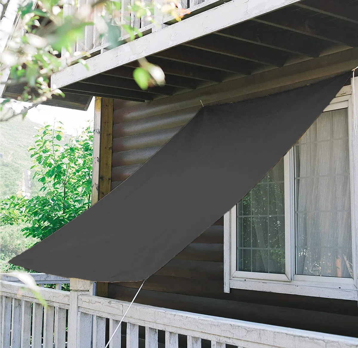 Wytrzymały żagiel przeciwsłoneczny 3 x 6 m, 95% ochrony przed promieniowaniem UV, HDPE, do użytku na zewnątrz, z 4 linami, na patio, do ogrodu, pergoli, podwórka, ciemnoszara osłona żagla