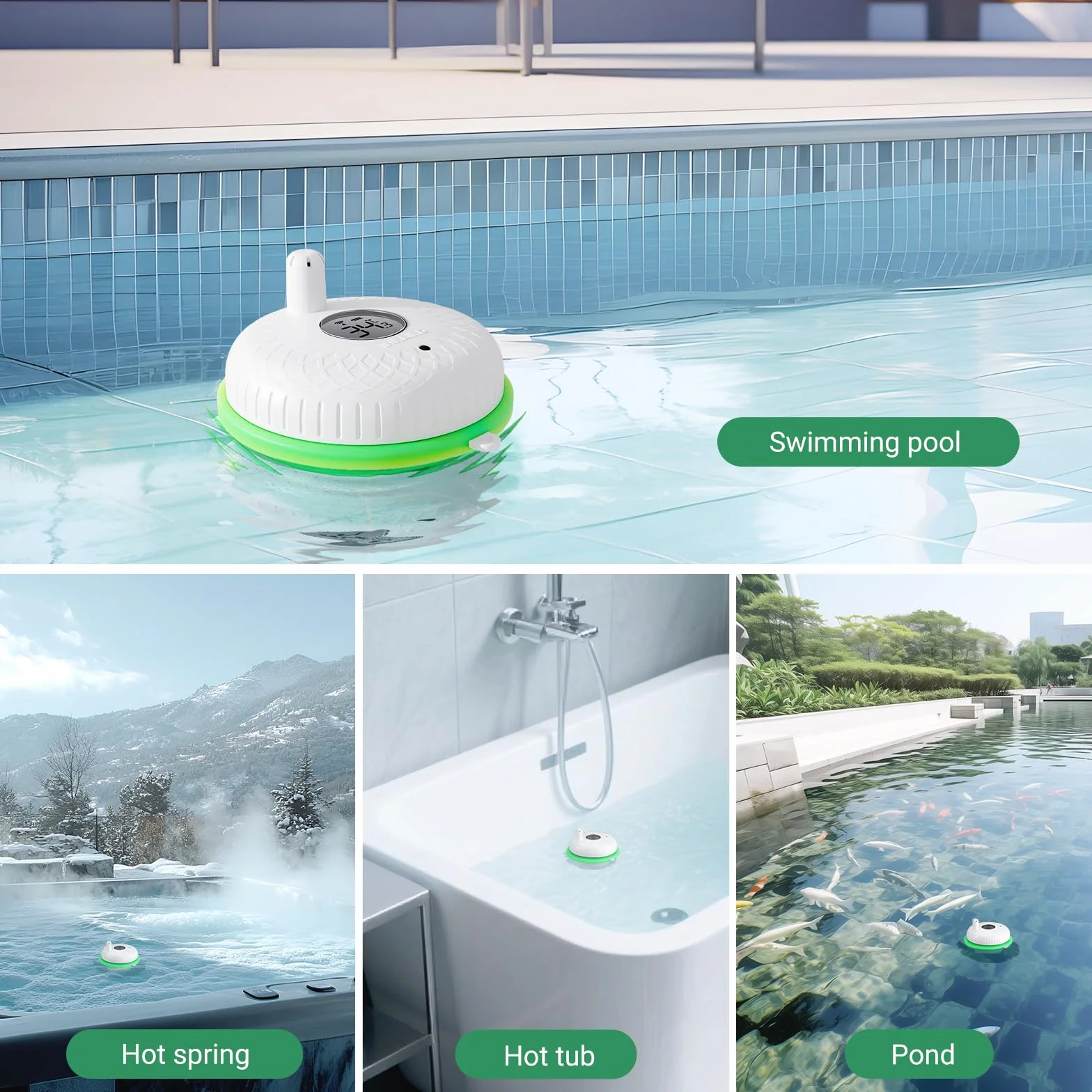 Inkbird IBS-P02R thermometer Basen z IBS-M2 Bramka WiFi, bediening via telefoonapp, 9-kanaals monitoring, digitale zwembadthermometer voor zwembaden, hot tubs, spa's en kleine vijvers