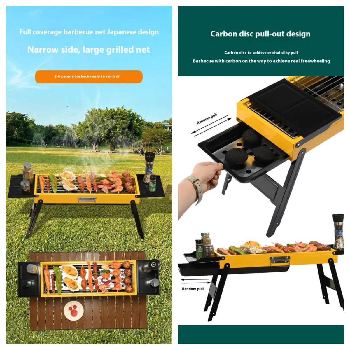 Grill węglowy ze stali nierdzewnej, przenośny składany grill, grill stojący, grill na kemping, imprezy i festiwale, przenośny grill, grill ogrodowy,