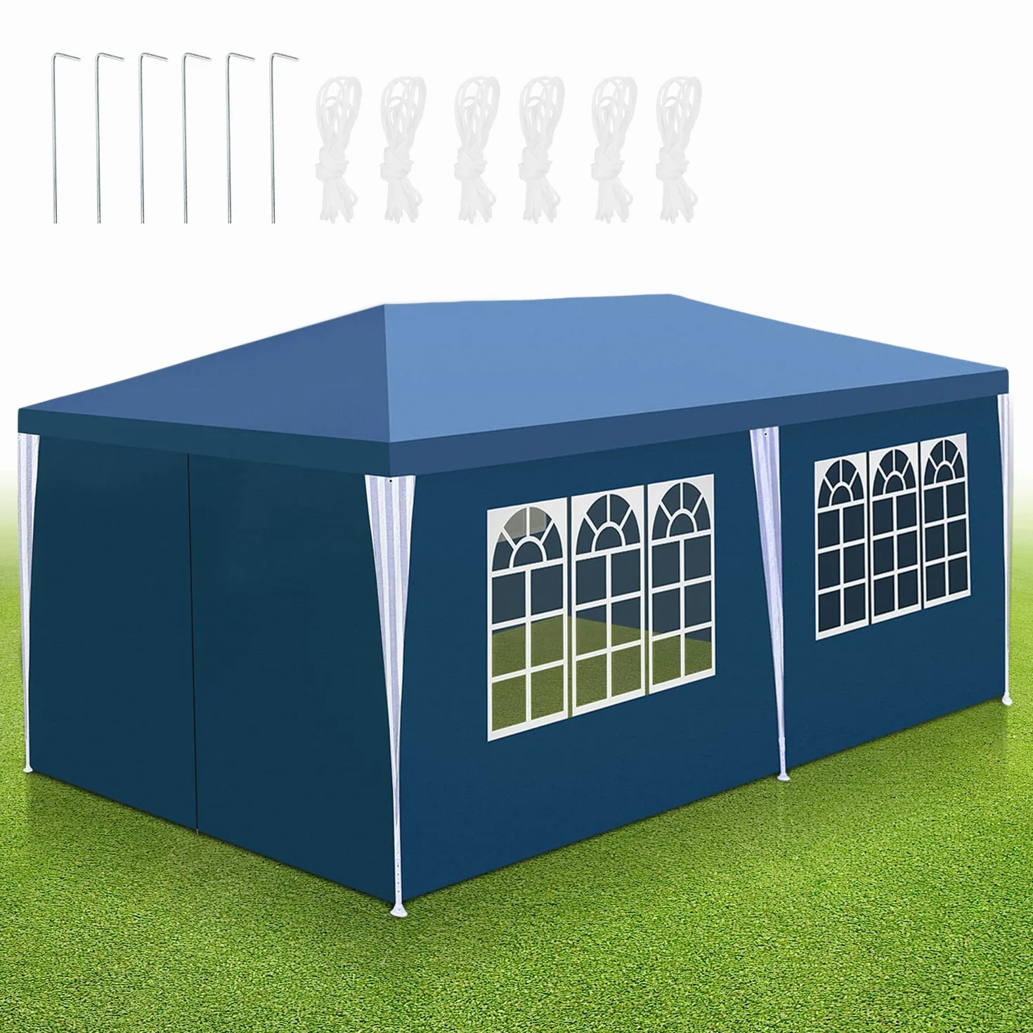 Pawilon 3 x 6 m, wodoszczelny, stabilny namiot imprezowy, wysokiej jakości plandeka PE, namiot biesiadny, odporny na działanie promieni UV, namiot ogrodowy, 100 g/m², namiot piwny z 6 częściami