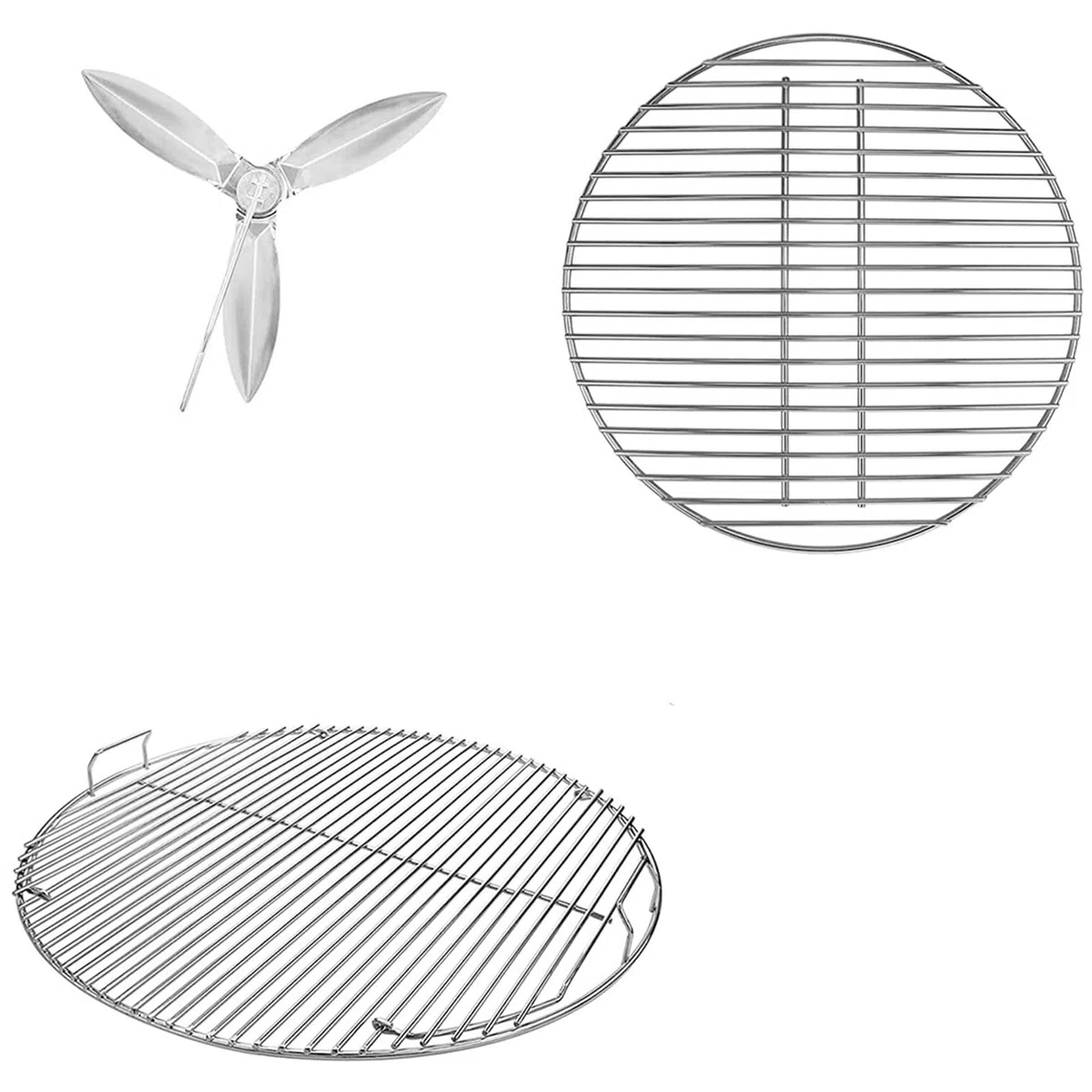 GFTIME 54,6 cm ruszt do gotowania, ruszt na węgiel drzewny i zestaw do czyszczenia Weber 57 cm One-Touch srebrny, czajnik Bar-B, Master-Touch i grille węglowe One-Touch, pasuje do Weber 7436, 7441,