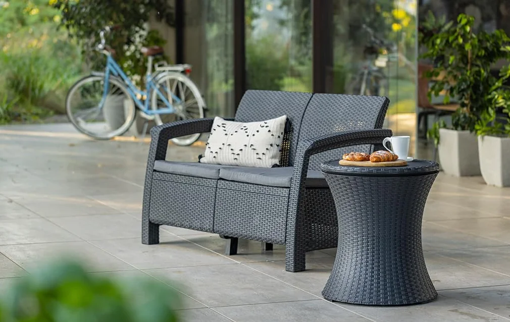 Keter Pacific Rattan Style Outdoor Cool Bar Ice Cooler Stół Meble ogrodowe - Antracyt
