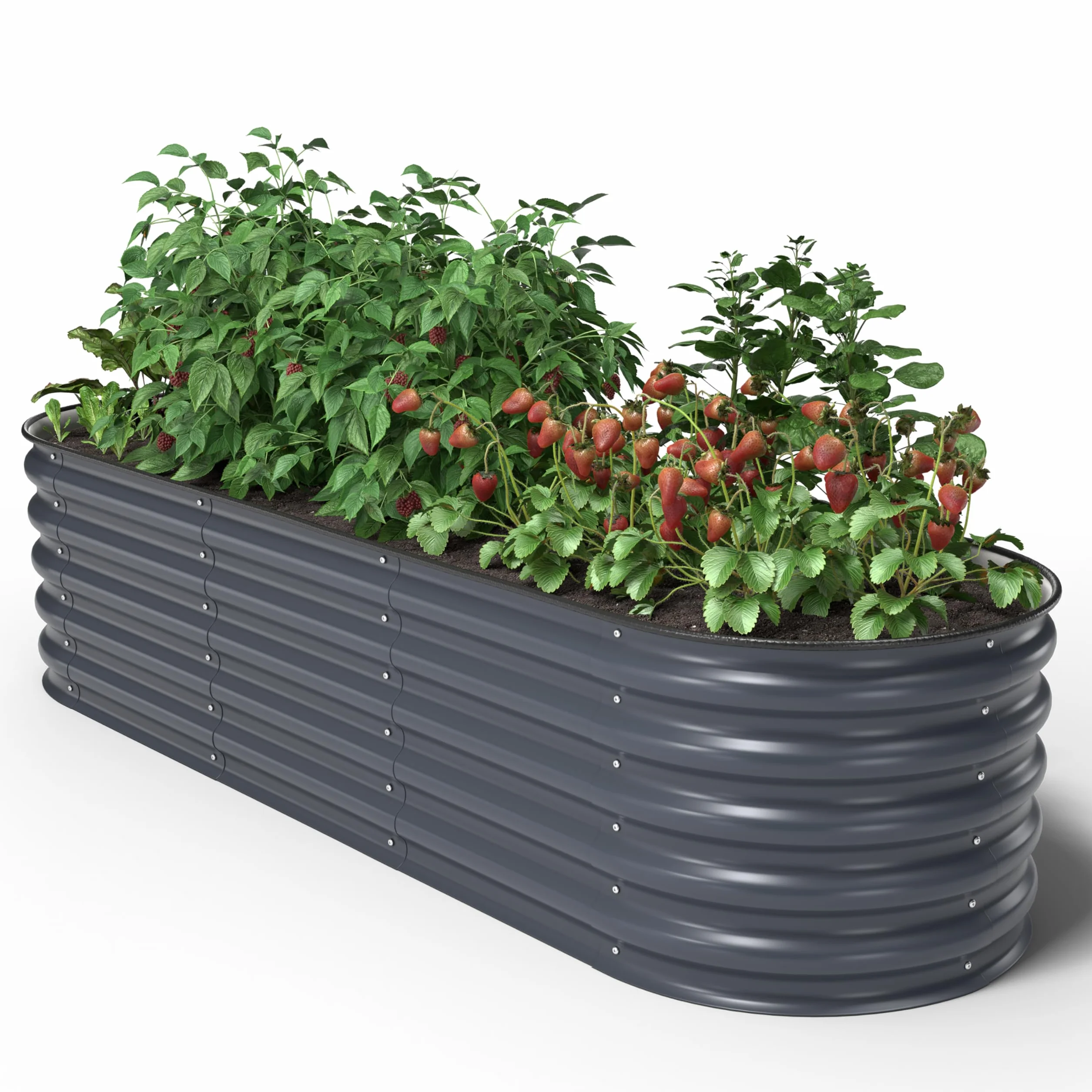 UNIGARDIA Podwyższona grządka z metalu 200 x 60 x 43 cm – modułowy zestaw podwyższonych grządek 6 w 1 – nierdzewna podwyższona grządka do ogrodu ze stali premium Zn-Al-Mg – min. 20 lat żywotności – 43