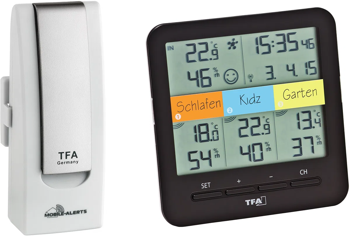 TFA Dostmann Weatherhub 31.4007.02 zestaw startowy z radiowym termometrem, 31.4007.02, łatwa instalacja, mobilny monitoring klimatyzacji i domu