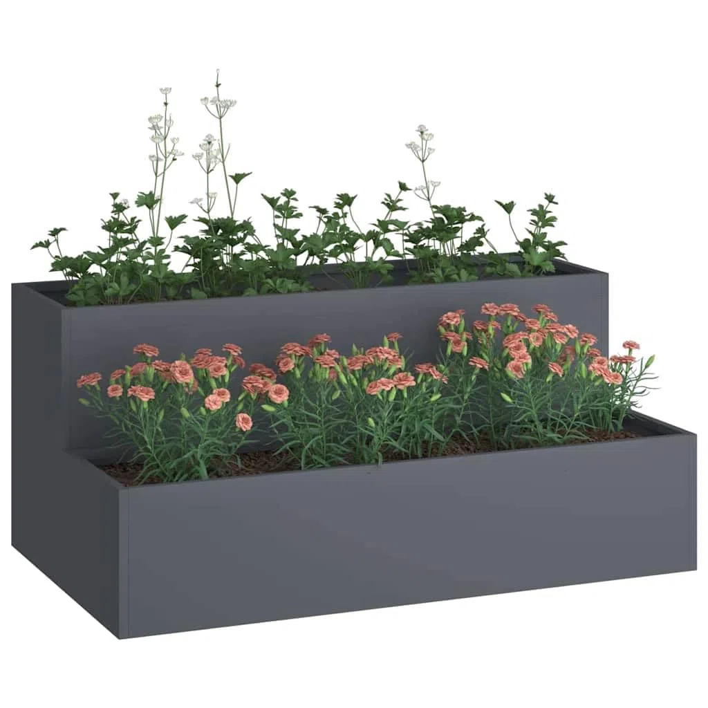 vidaXL Doniczka ogrodowa Antracyt 100 x 60 x 45 cm Stal zimnogięta | Zrobiona z plastiku odpornego na UV, więc posłuży ci długi czas, Pomaga roślinom lepiej się rozwijać, Prosty design,