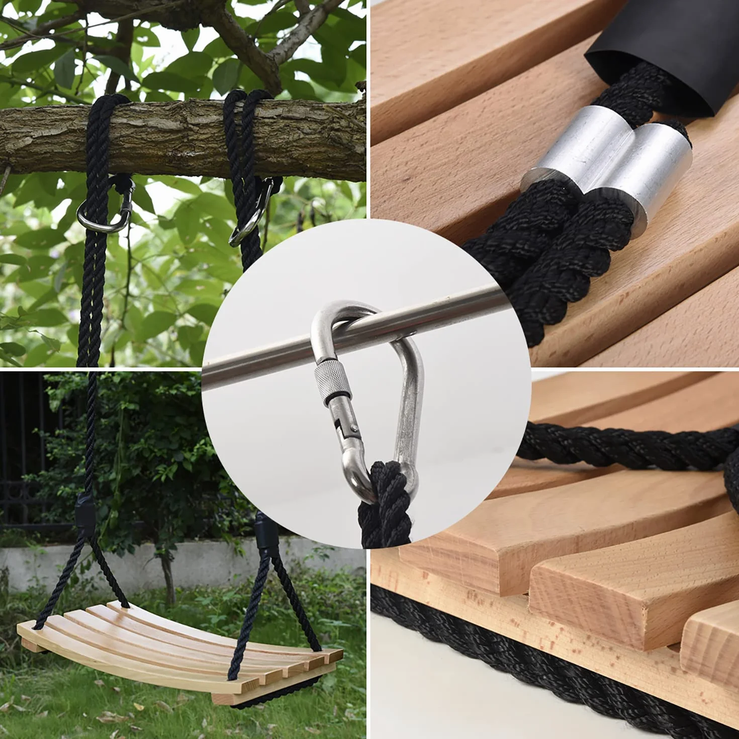 Huśtawka drewniana dla dorosłych i dzieci z regulacją wysokości 56 x 25 cm