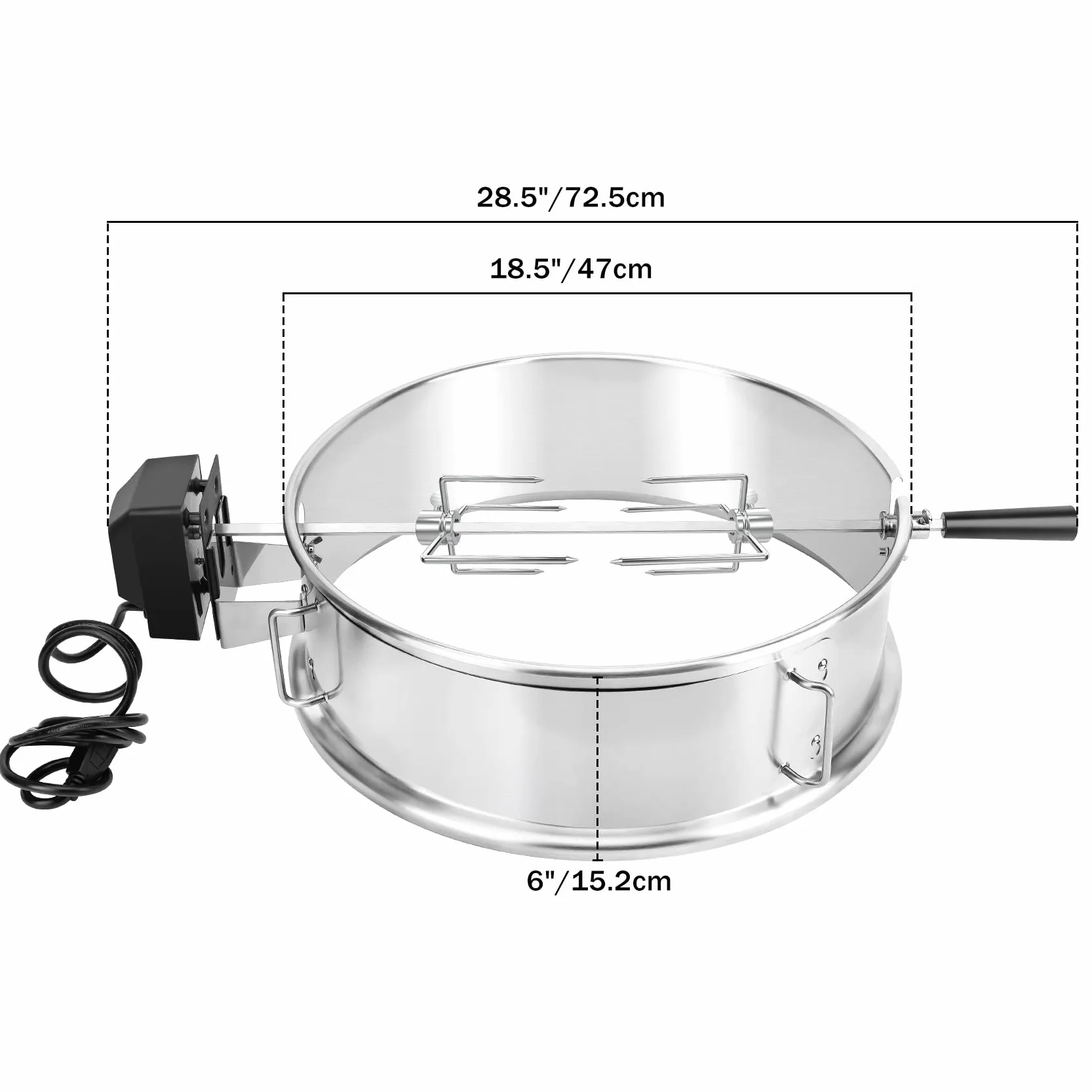 Onlyfire Zestaw PizzaRing ze stali nierdzewnej z rożnem do grilla Weber 47 cm