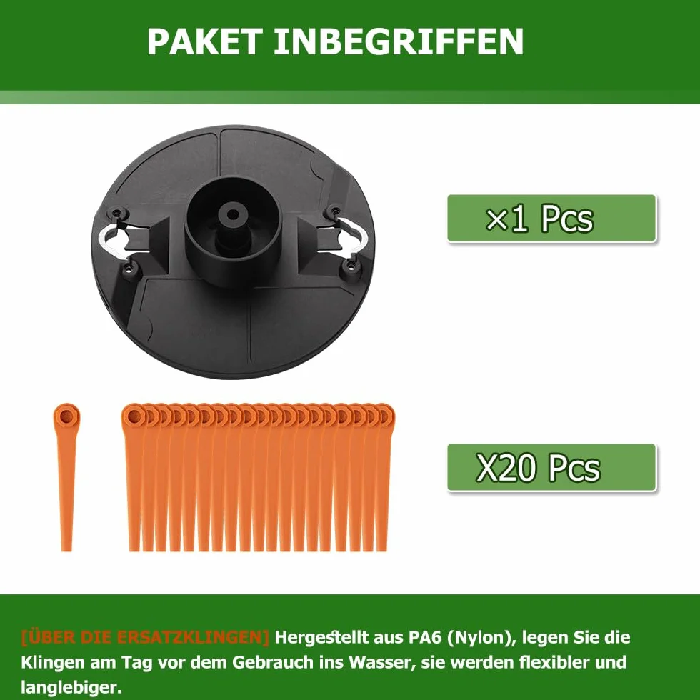 【Upgrade】Podwójne ostrze do noży kompatybilne z artykułami Gardena 9822 (SmallCut Li-23R), akcesoria do podkaszarki do trawy, 20 sztuk ostrzy