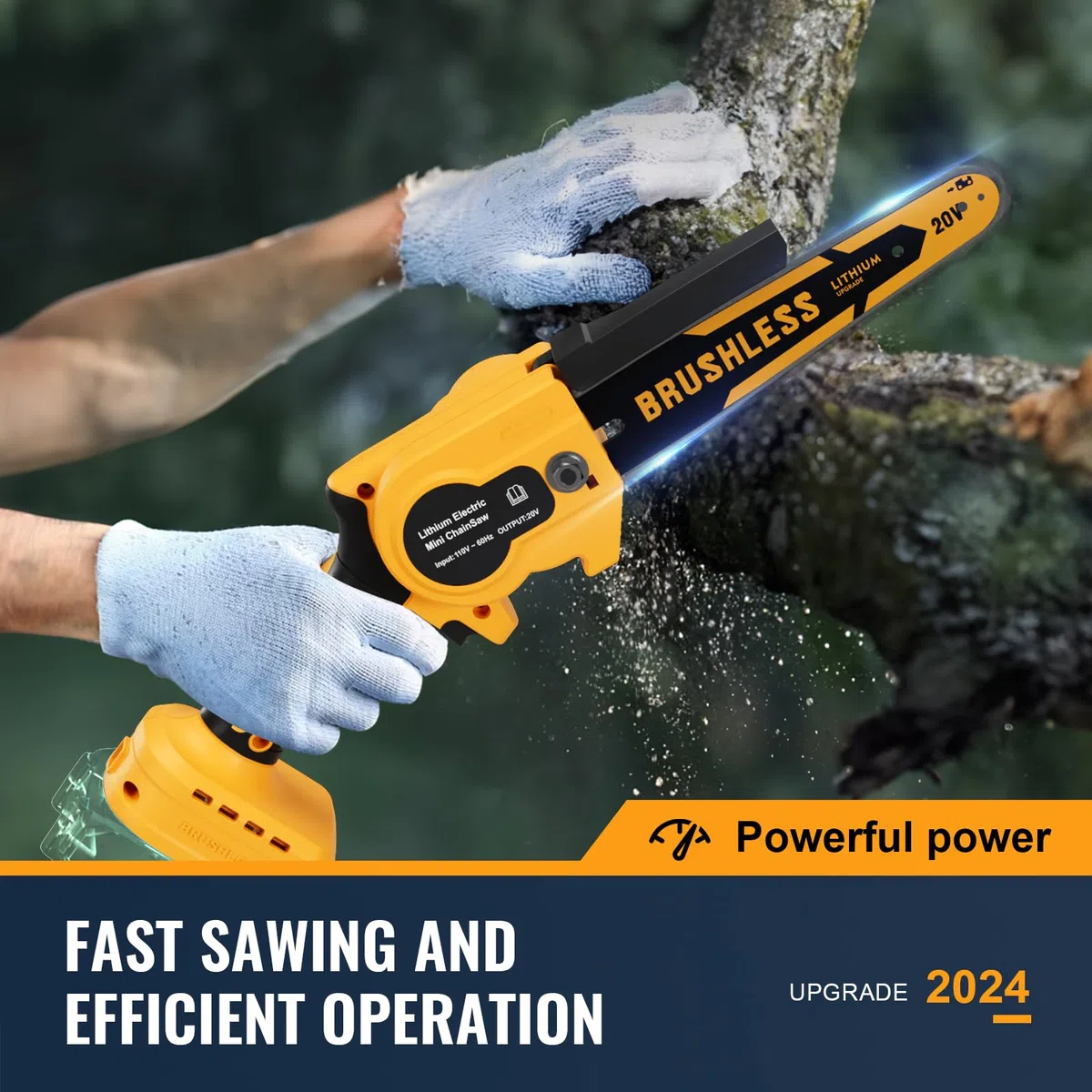 Bezprzewodowa mini piła łańcuchowa 20 cm do Dewalt 20 V MAX zasilana bateriami (bez baterii), elektryczna piła łańcuchowa, bezprzewodowa, przenośna, mała, ładowalna piła łańcuchowa do przycinania