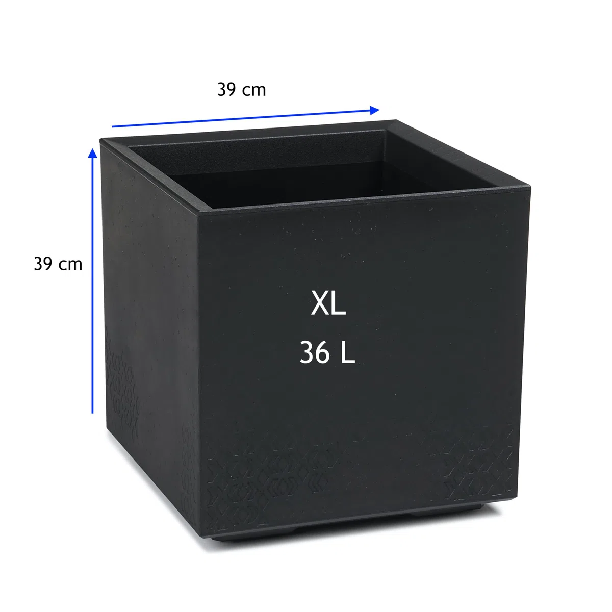 MELTOM Donica na kwiaty, kwadratowa, z rolkami, bardzo dekoracyjna, rozmiar XL i XXL (czarna, XL)