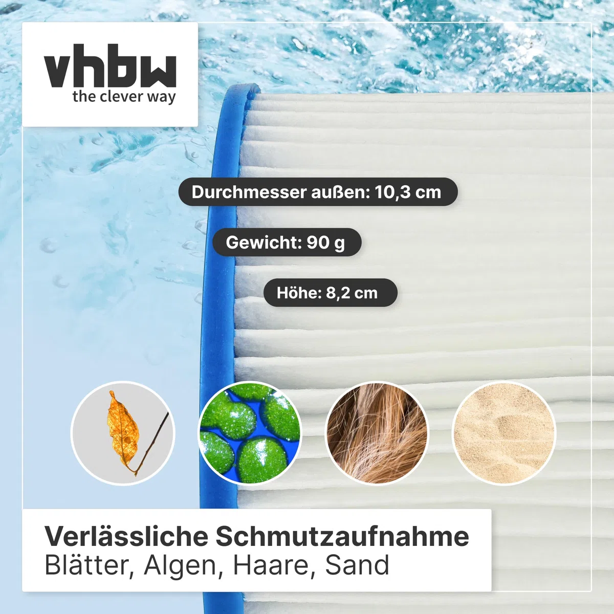 vhbw 12 x wkład filtrujący typu VI kompatybilny z Bestway Lay-Z-Spa Hawaii, Miami, Monako Pool - zapasowy filtr, niebieski, biały