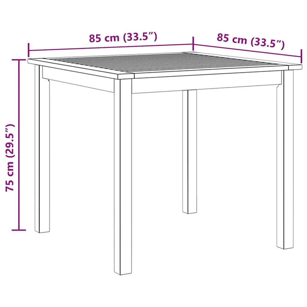 Stół ogrodowy 85 x 85 x 74 cm z litego drewna akacjowego z olejem naturalnym, idealny na taras, balkon, do ogrodu, na werandę, podwórko, kemping, piknik, jedzenie, imprezę, stolik kawowy