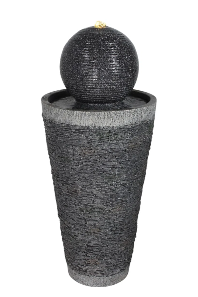 Fontanna ogrodowa BK910 o wyglądzie kamienia, 71 cm, z oświetleniem LED, dekoracja ogrodowa
