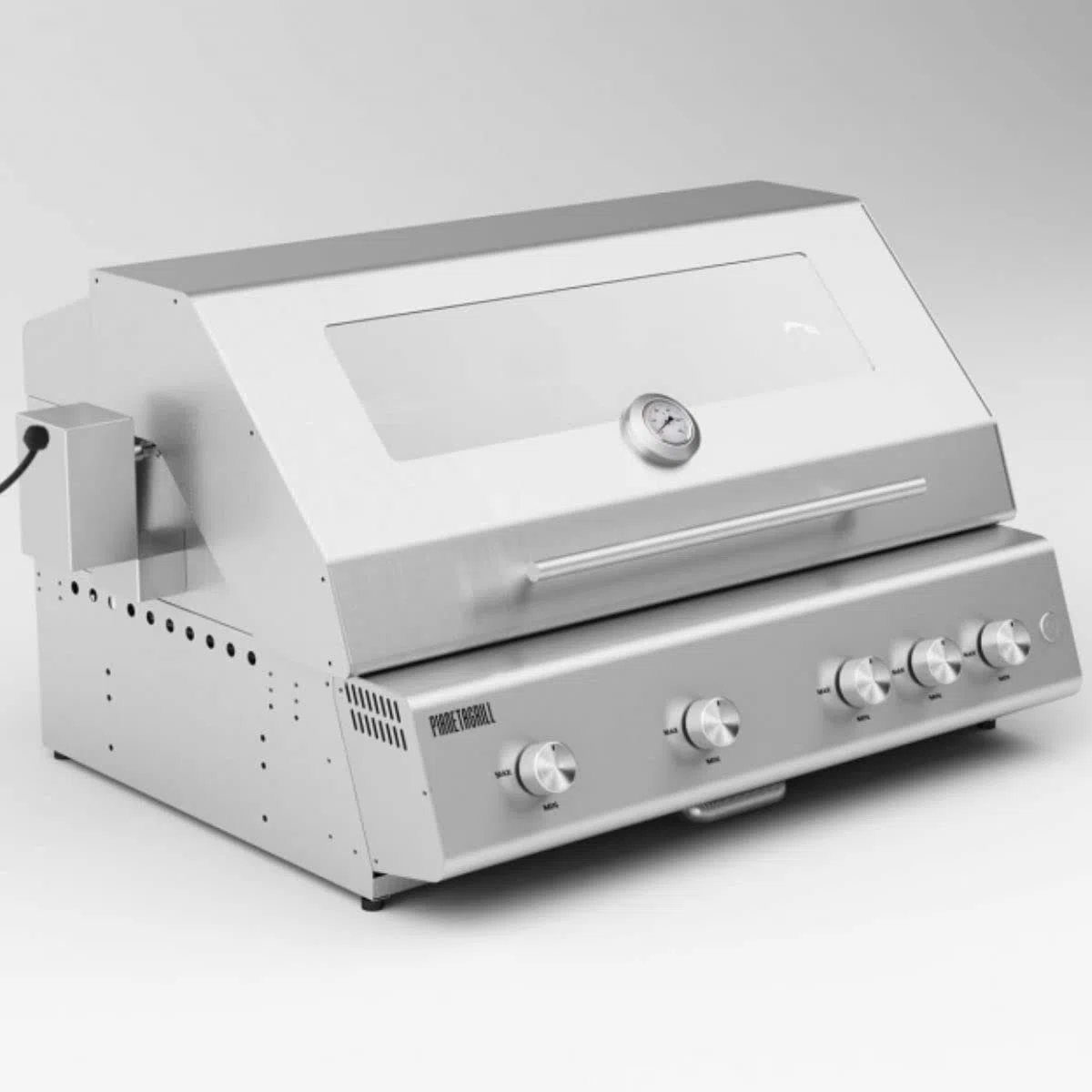 FRY TOP 750 RANGE grill gazowy, grill gazowy, zewnętrzny grill ze stali nierdzewnej, z 5 palnikami, 4 palniki 4 kW + 1 podczerwień, 2 ruszty, zmotoryzowany szpikulec, pokrywa z termometrem, płyta