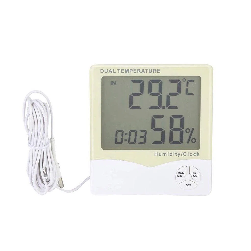 Cyfrowy termometr z higrometrem do użytku w pomieszczeniach, z pomiarem wilgotności powietrza, dokładnym monitorem temperatury, wilgotności, do domu, biura, szklarni, ogrodu wewnętrznego