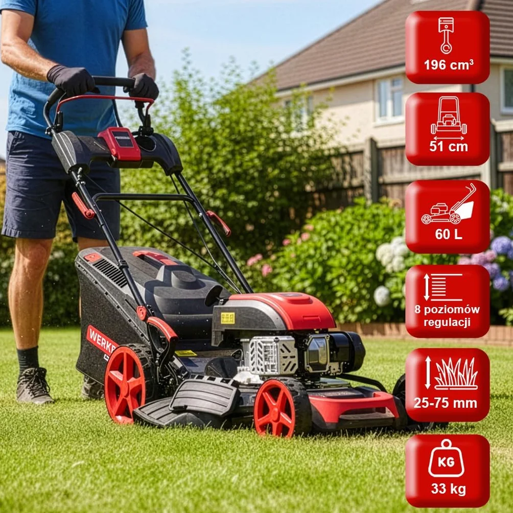 Kosiarka spalinowa z napędem 196 cm³ 3,4 kW 51 cm kosz 60 l