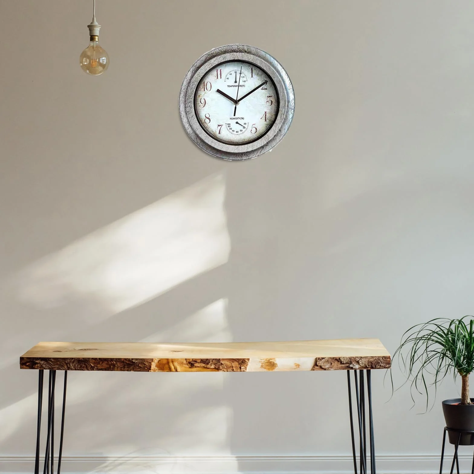 Zegar ścienny w stylu vintage, do ogrodu, 30 cm, do użytku wewnątrz i na zewnątrz, z termometrem i higrometrem, retro antyczny styl industrialny