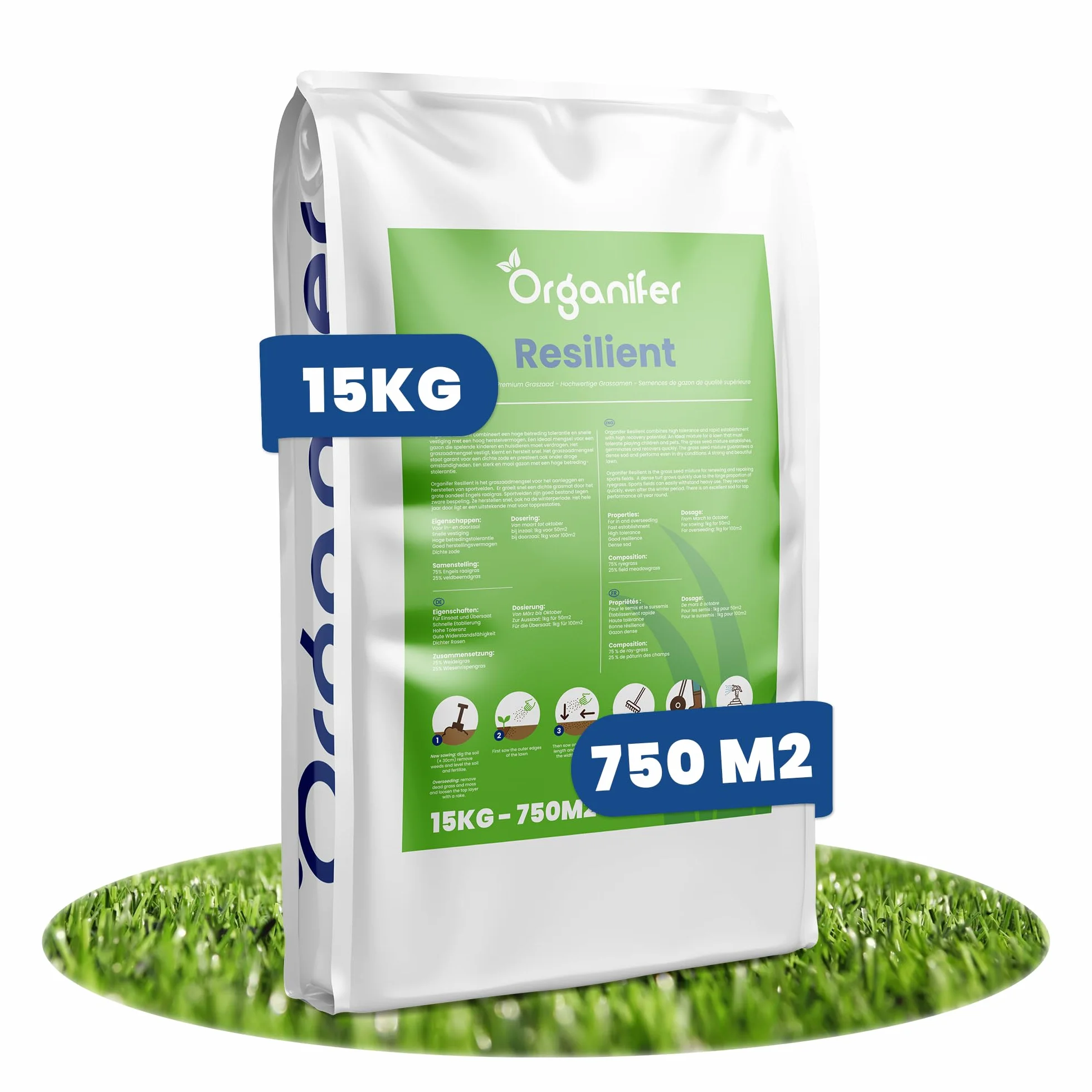 Nasiona Traw Szybko Kiełkujących 15 kg 750 m2 Organifer