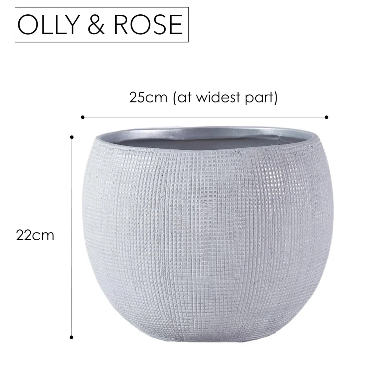 Olly & Rose Barcelona ceramiczne doniczki na rośliny, jasnoszare, 25 cm, duże doniczki na rośliny do użytku na zewnątrz i wewnątrz, szare doniczki