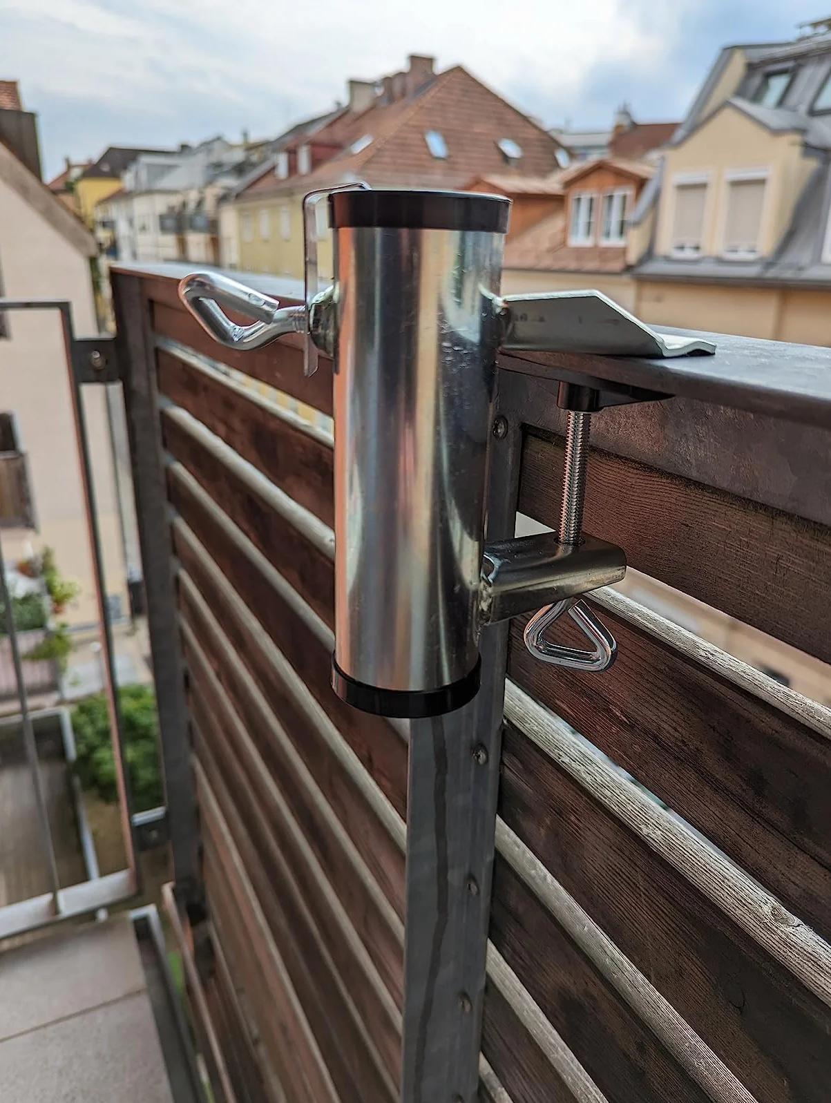 Uchwyty przeciwsłoneczne na balkon, 2 szt., ocynkowane, pogrubione, Ø 25–38 mm, uchwyt balkonowy na parasole przeciwsłoneczne, balustradę balkonową, stojak na parasol