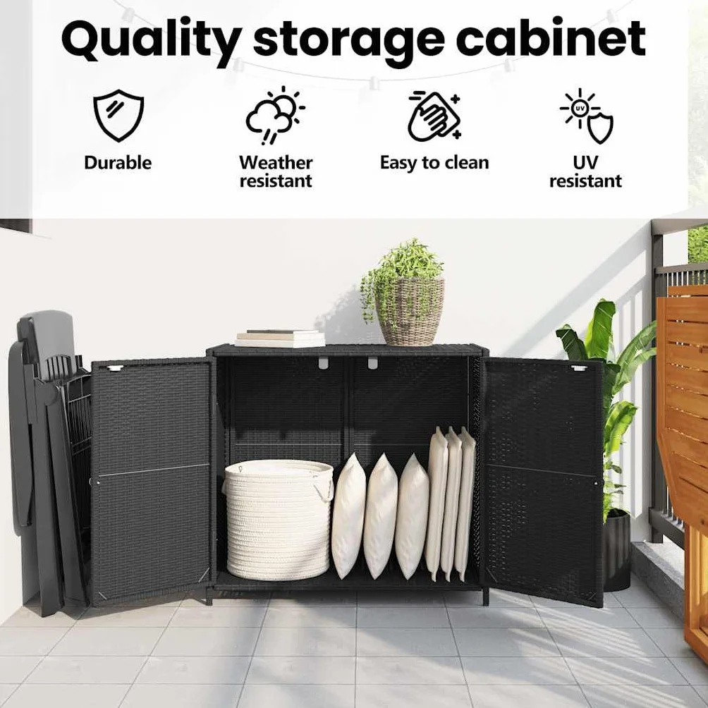 vidaXL Szafka ogrodowa polirattan czarna 83x45x76 cm