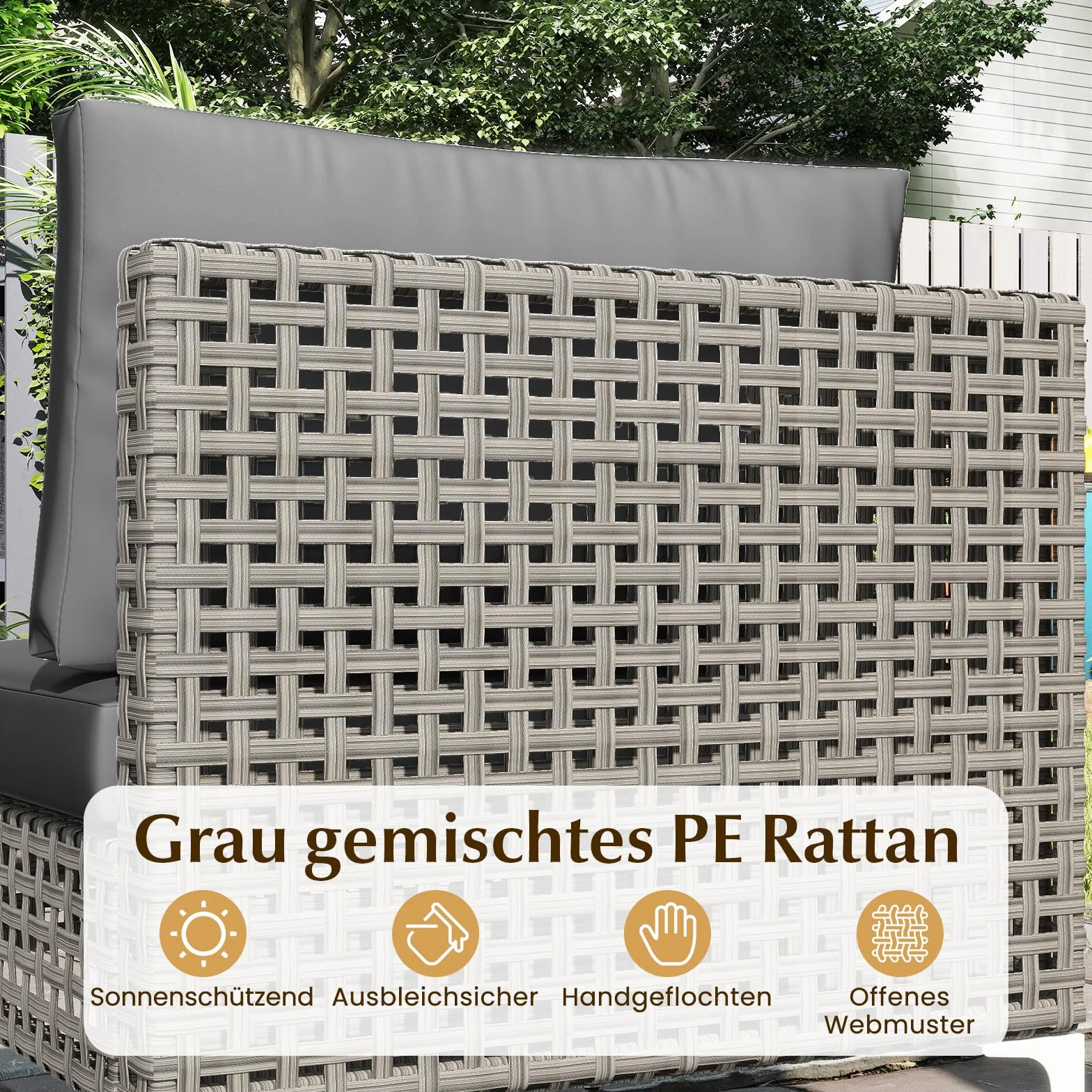 COSTWAY zestaw mebli ogrodowych rattanowych ze stołem i poduszkami