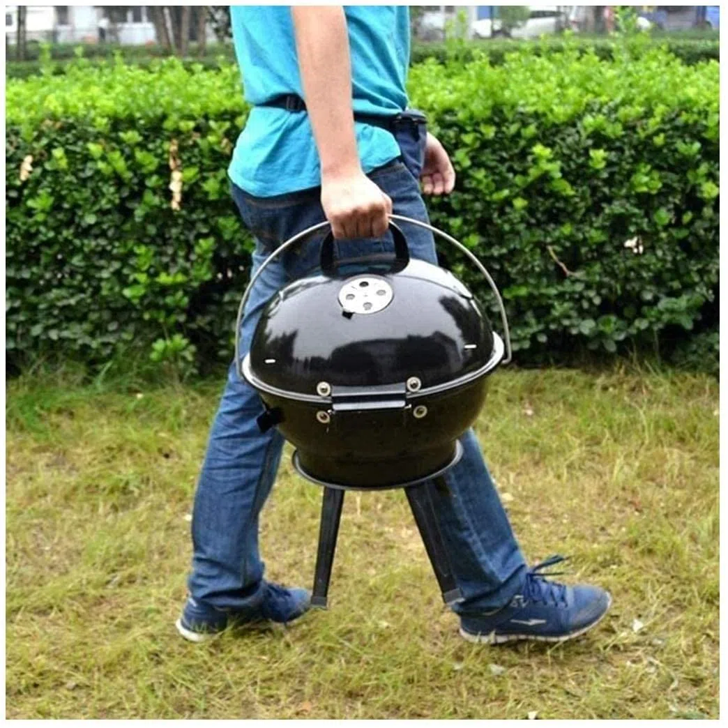 Grill na Węgiel Grille Węglowe Przenośny Okrągły Grill Na Węgiel Drzewny Z Platerowanymi Stalowymi Rusztami Składany Grill Na Zewnątrz Ze Stali Nierdzewnej Gril Węglowy Grill Stojak