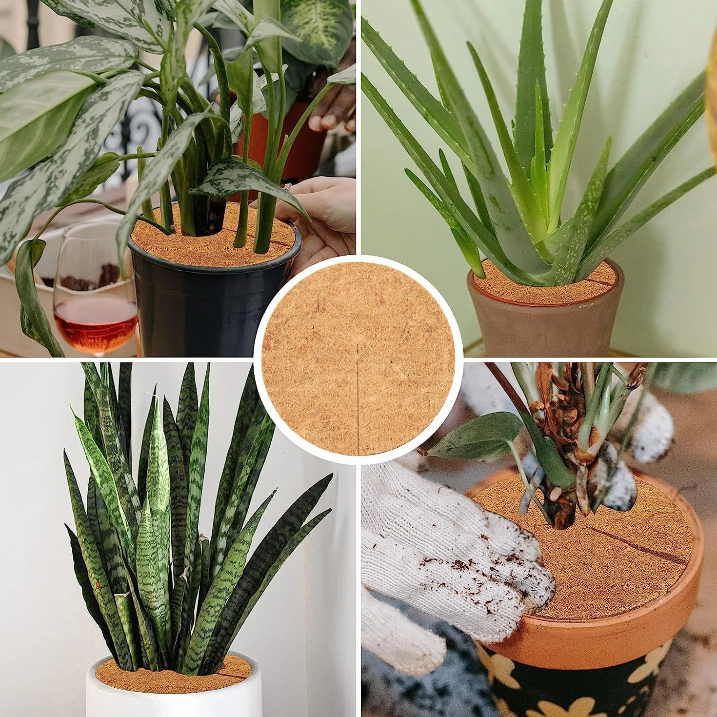 10 szt. mata ochronna na drzewo z włókna kokosowego, 30 cm, tarcza do mulczowania kokosowego, mata okrywowa do roślin, całoroczna osłona do roślin, do użytku wewnątrz i na zewnątrz, do ogrodu