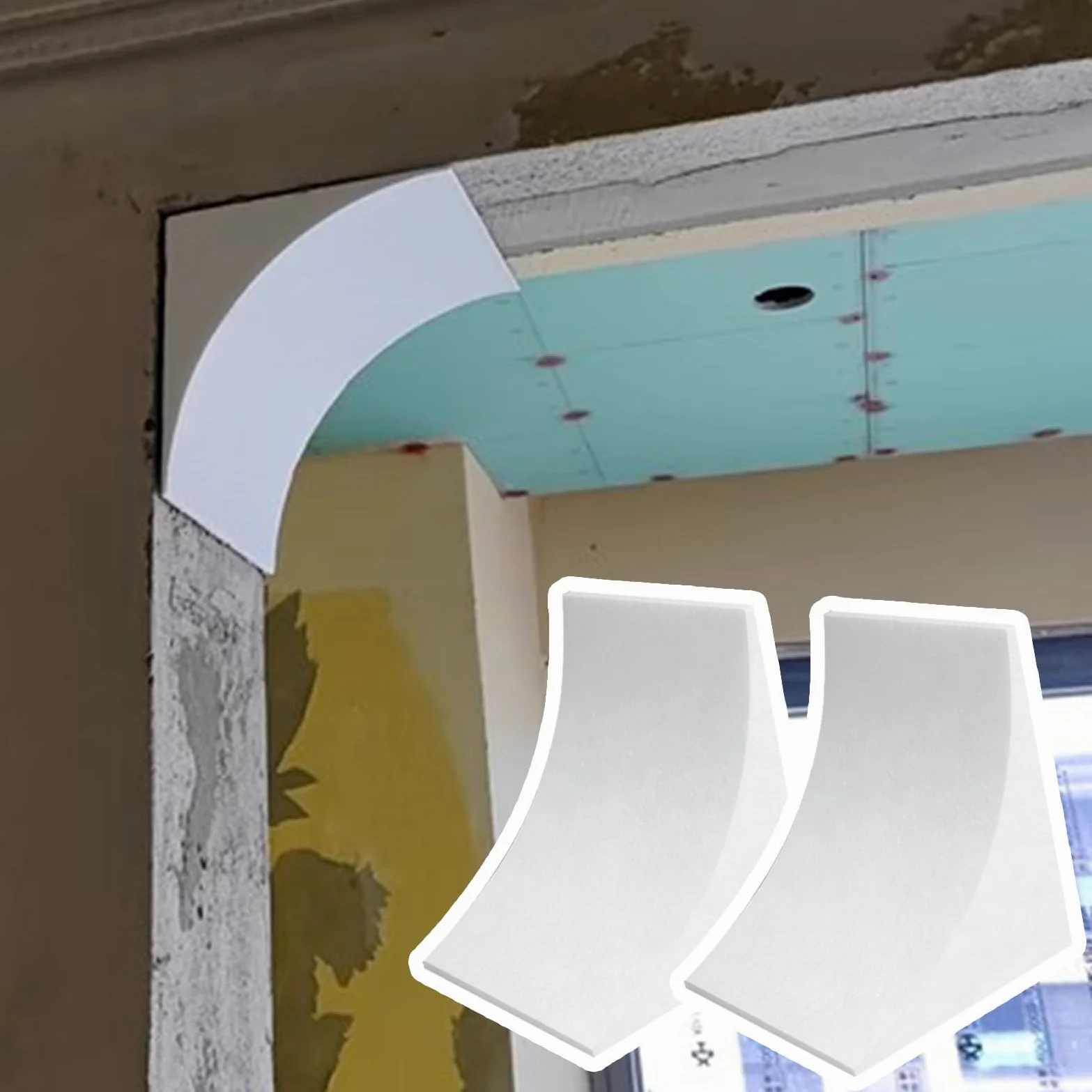 Zestaw łuków drzwiowych z płyty gipsowo-kartonowej, okrągłe listwy wykończeniowe do korytarzy wewnętrznych, elegancka dekoracja łuku, łatwa instalacja, idealna do remontu domu