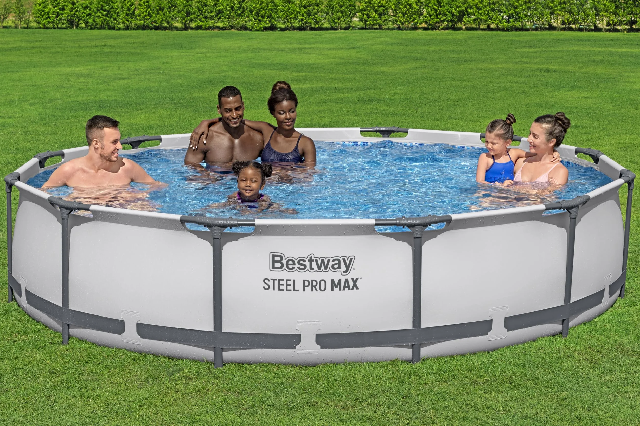 Bestway Steel Pro MAX Frame zestaw basenowy z pompą filtrującą, Ø 366 x 76 cm, jasnoszary, okrągły