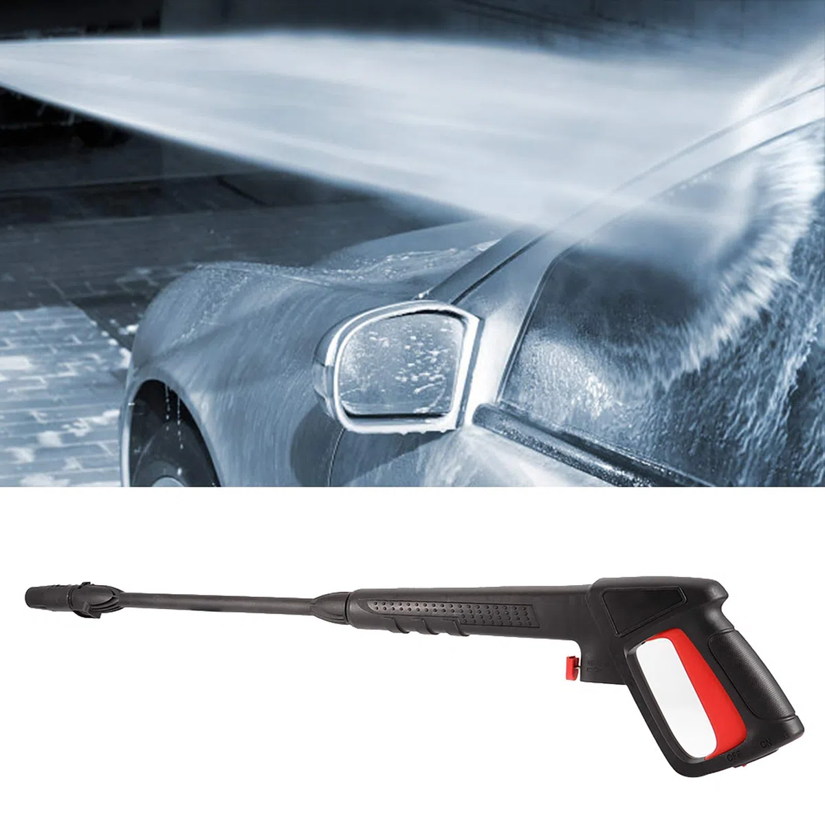 Pistolet natryskowy do myjki ciśnieniowej, kompatybilny z BoschAQT i Black & Decker - 15 MP Clip-On Dysza strumieniowa do czyszczenia samochodów, opon i podłóg