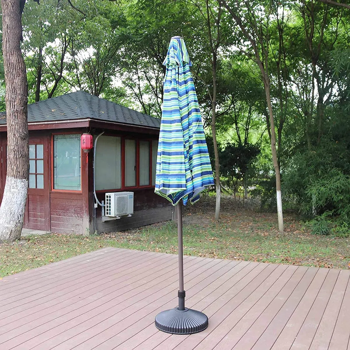 Parasol ogrodowy,Duży Parasol Parasol Pasiasty Parasol Patio, Parasol Plażowy, Wentylacja/Tilt/Korba/8 Żeber, Na Zewnątrz Na Podwórko/Ogród Parasol Stołowy