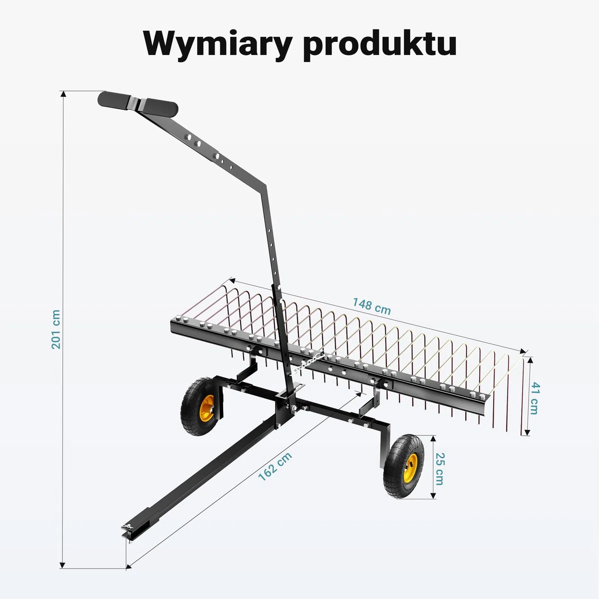 Wiltec Aerator do traktorka kosiarki o szerokości roboczej 148 cm ze stali gabie do usuwania mchu i grabienia liści do kosiarek traktorków ATV