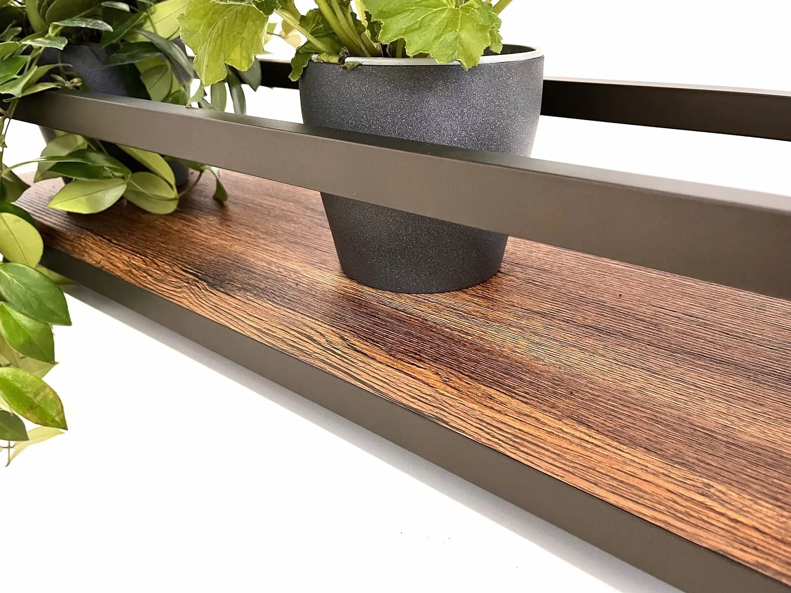 yelloo - Wisząca półka sufitowa z łańcuchami, idealna do stojaków na kwiaty, rośliny wewnątrz i na zewnątrz, klasyczny i elegancki design do domu, ogrodu, balkonu (FLOWERS 95 cm, brązowy/orzech