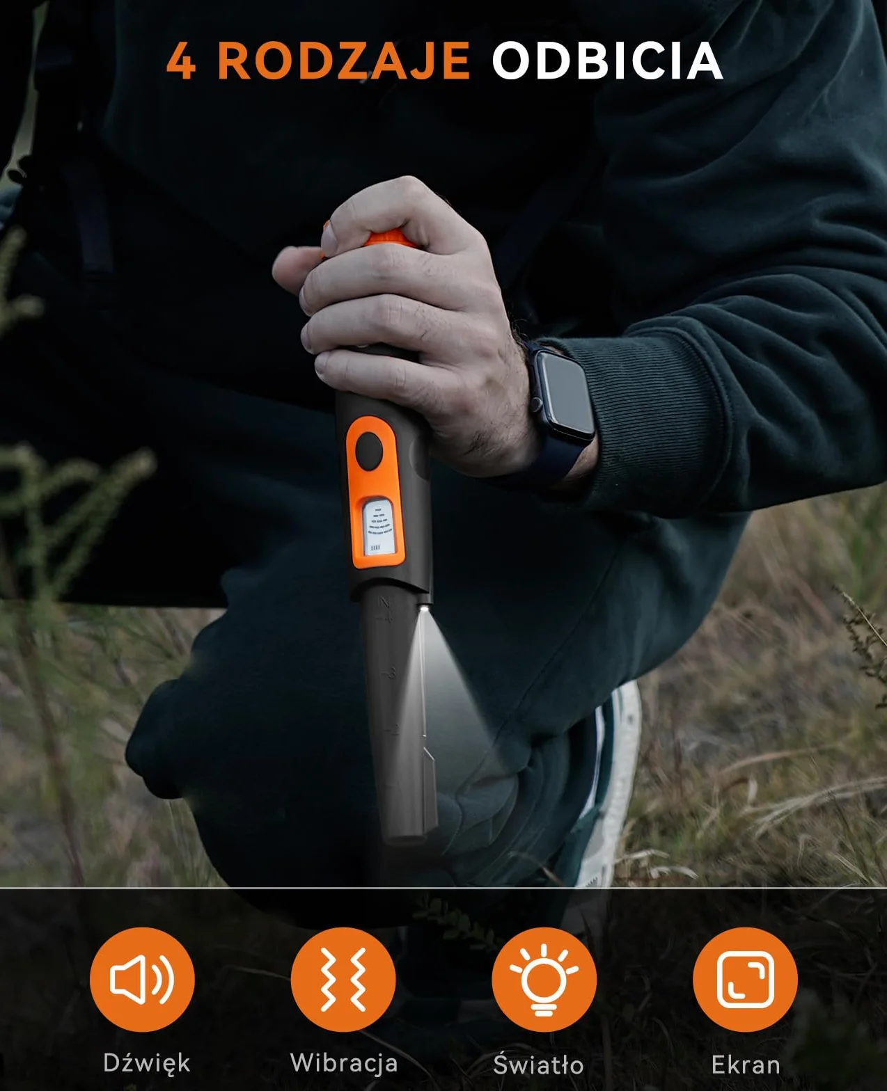 SUNPOW Pinpointer Wykrywacz Metalu dla Dorosłych i Dzieci, Wykrywacz Metali ze Wskaźnikiem Pinowym z Ekranem LCD, IP68 w Pełni Wodoodporny, Ulepszony Układ DSP, 3 Tryby (Brzęczyk, Wibracje, Dźwięk)