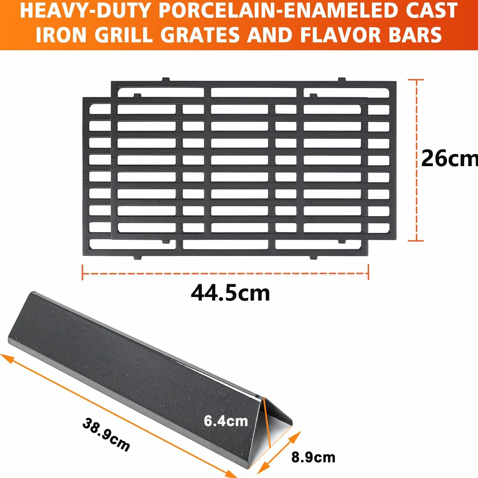 GFTIME Grill do grilla Weber Spirit E210 E220 S210 S210 S210 S220 (z przednimi gałkami palnika) – emaliowana osłona palnika i żeliwny ruszt grillowy, zamiennik do Weber 7635,7637
