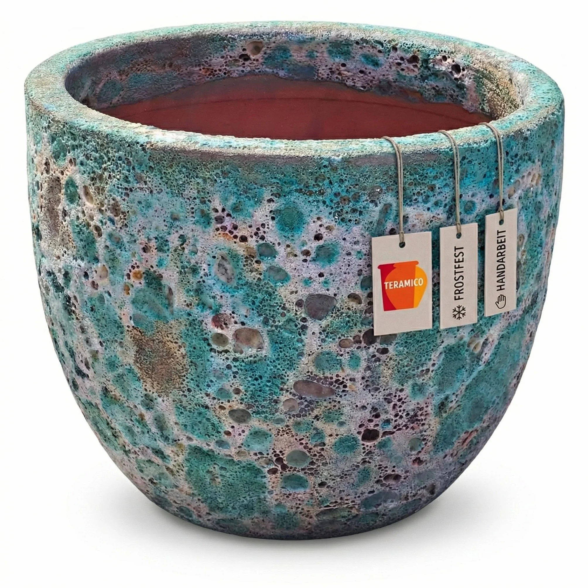 Teramico Donica na rośliny klasy premium, ceramiczna, glazurowana – 100% odporna na mróz i ręczne wykonanie. Donica na kwiaty z otworem do użytku na zewnątrz i wewnątrz. Wysokiej jakości ozdobna