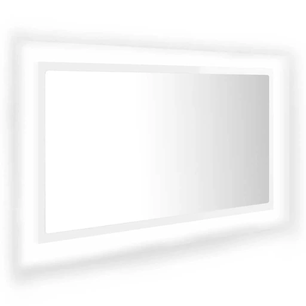Lustro łazienkowe LED wysoki połysk białe 80 x 8,5 x 37 cm akryl, szafki i przechowywanie, szafki pod umywalkę, szafki łazienkowe