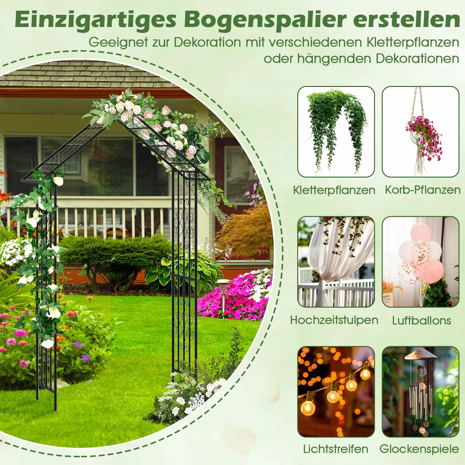 GOPLUS Łuk ogrodowy metalowy pergola 140 x 40 x 223 cm