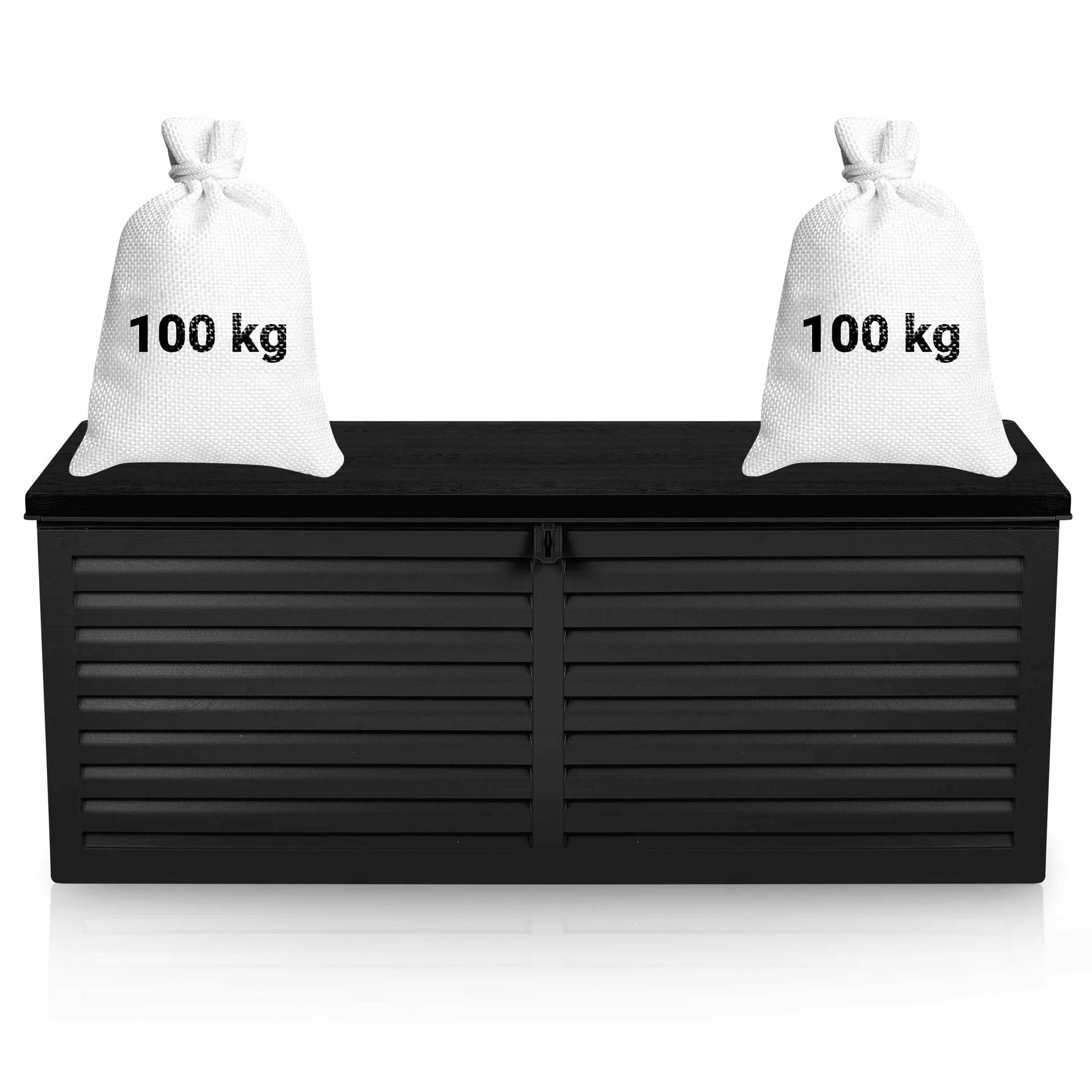 Skrzynia Ogrodowa 390 l 143,5 x 57 x 53,5 cm Czarna Tworzywo Sztuczne
