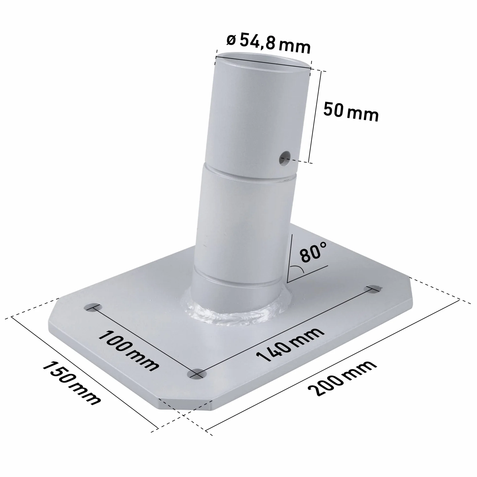 Windhager Uchwyt tarasowy Premium, mocowanie żagla przeciwsłonecznego, uchwyt na żagiel, maszt przeciwsłoneczny, odporny na warunki atmosferyczne, 10708