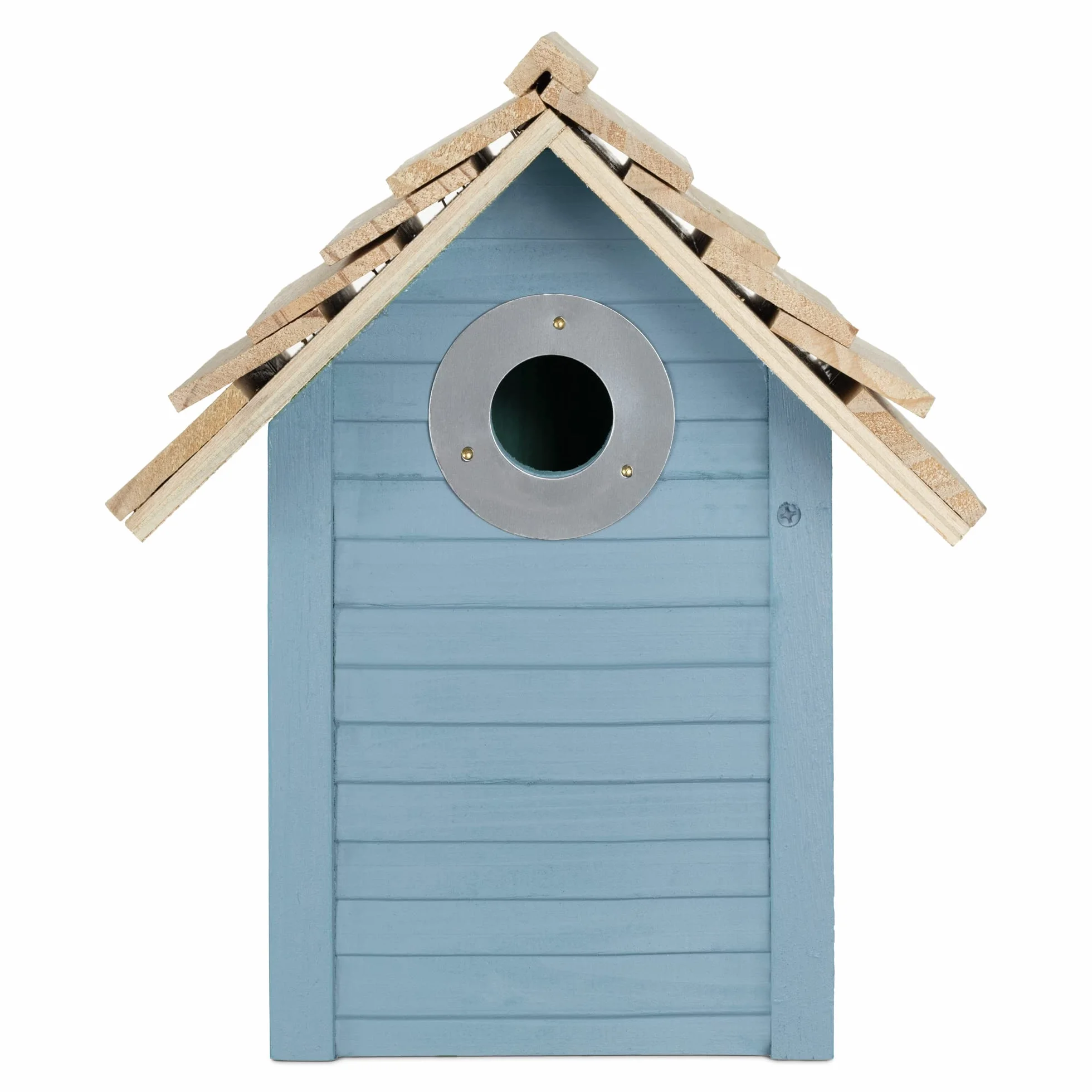 Navaris Bird House Made z drewna do wiszące - Nesting Box for Titms and Songbirds - Ptak inkubator - karmniki dla ptaków z chronioną otworem wejściowym - niebieski