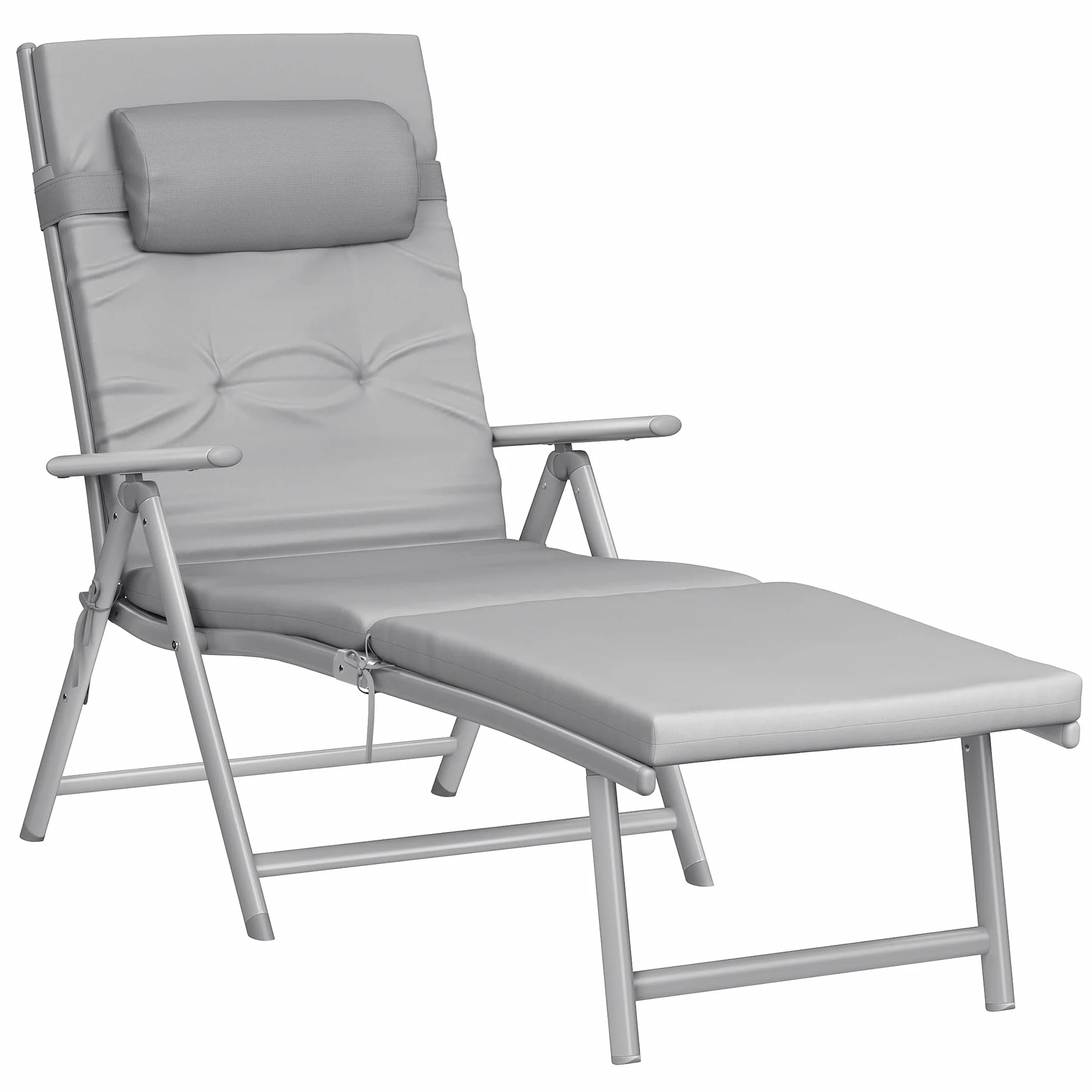 SONGMICS GCB24GY Leżak do opalania składany z materacem 6 cm, aluminium nierdzewne, obciążenie 150 kg, szary