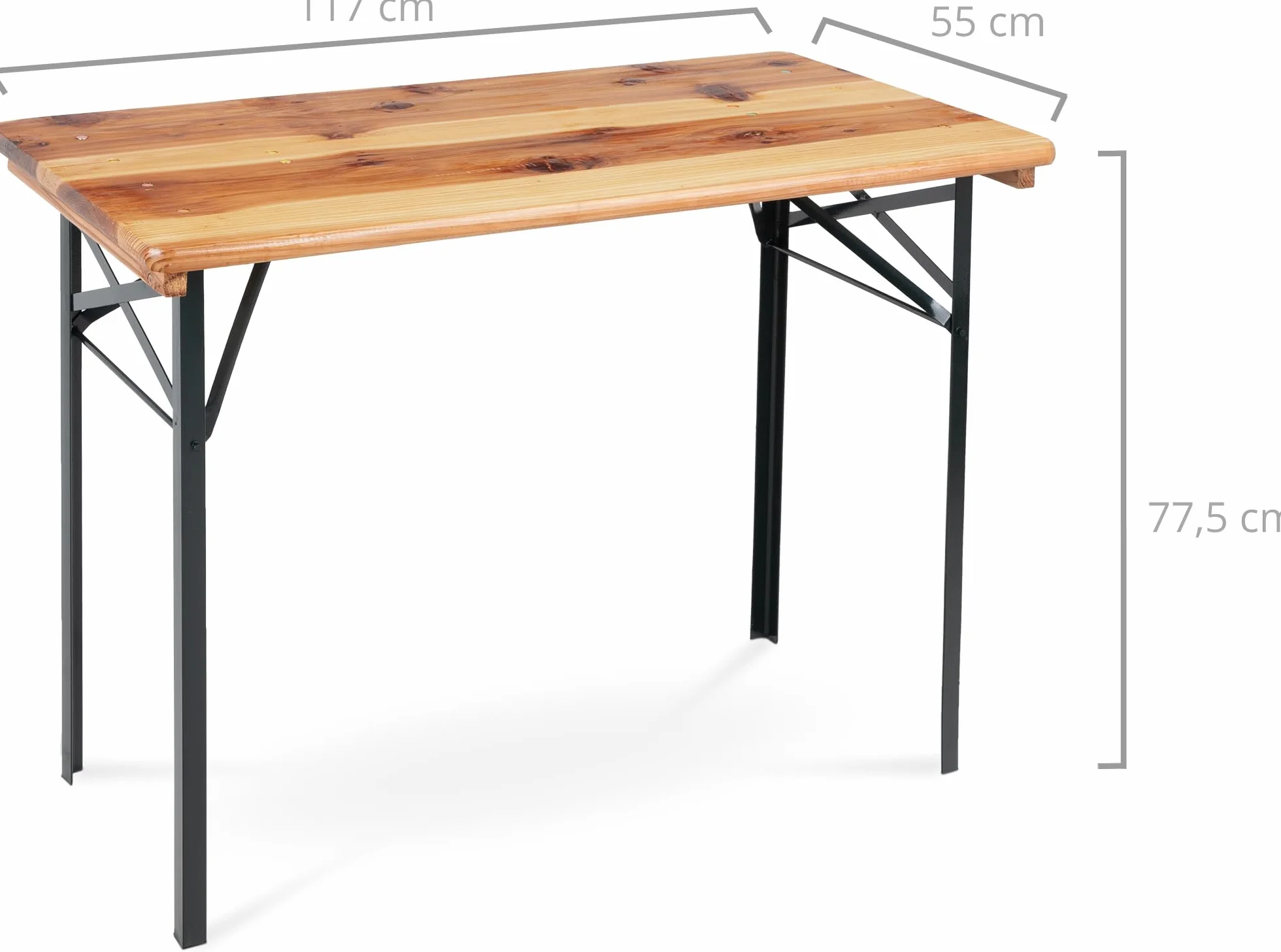 Stagecaptain BBT-117 Hirschgarten stół ogrodowy 117 cm - wytrzymały i krótki stół browarniczy (117 cm długości) - powierzchnia lakierowana - składany - łatwy do przechowywania i przenoszenia