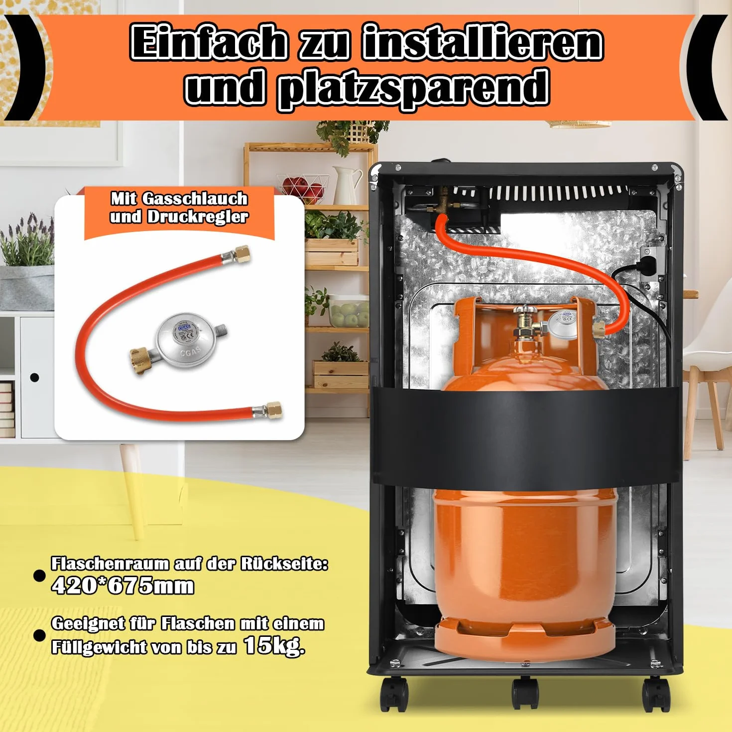 Grzejnik gazowy 4200 W + 1200 W do butli 15 kg z regulatorem ciśnienia